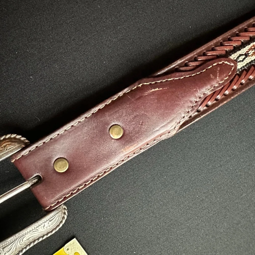 Men's Noona Brown Leather Belt with Silver Buckle